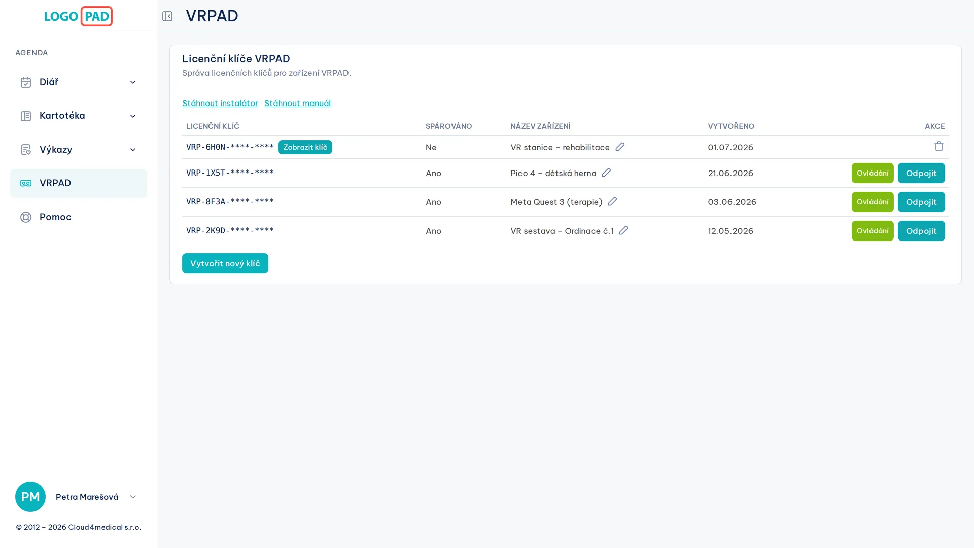 Screenshot VRPAD v LOGOPAD aplikaci