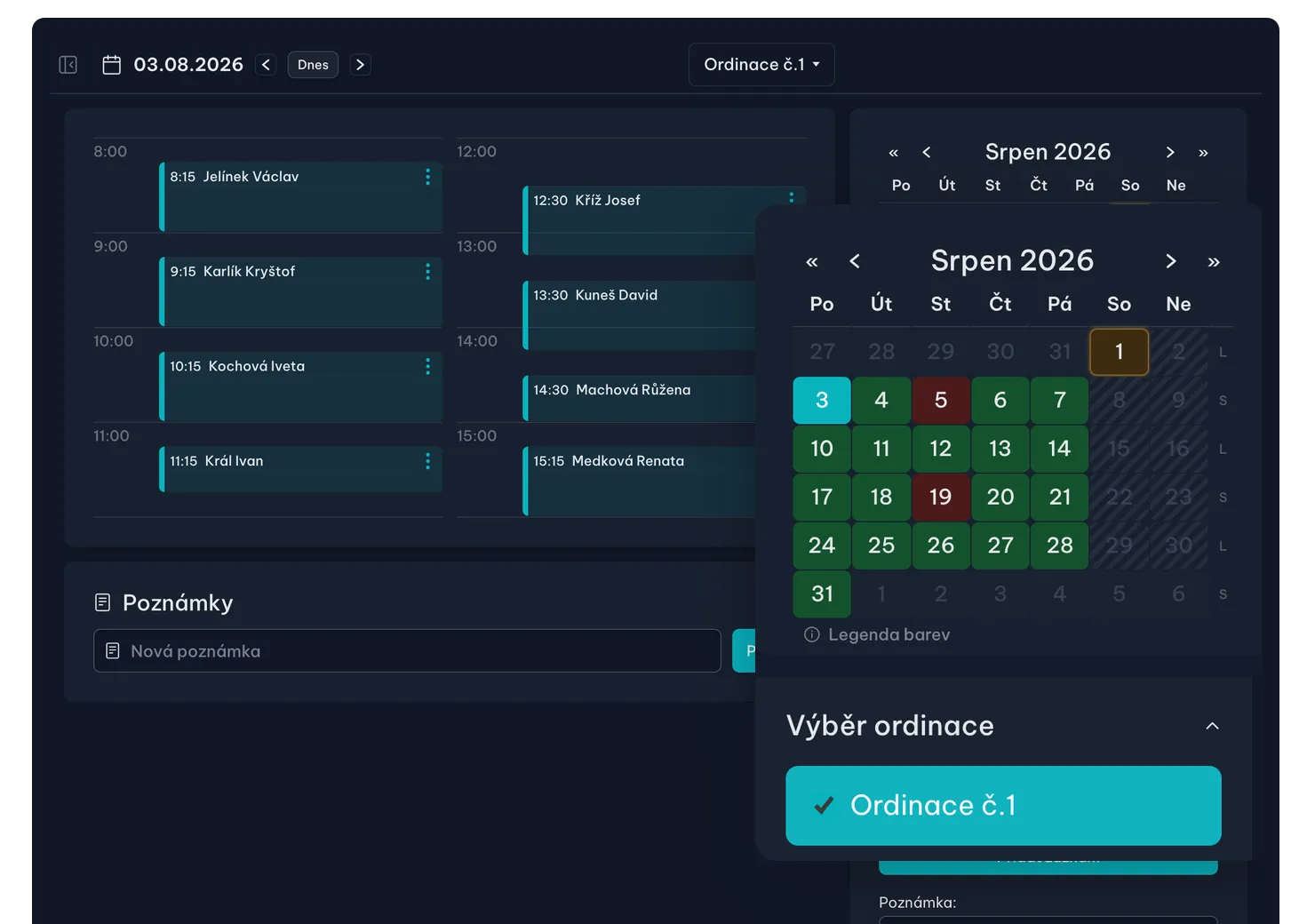 Kalendář a plánování terapií v LOGOPAD